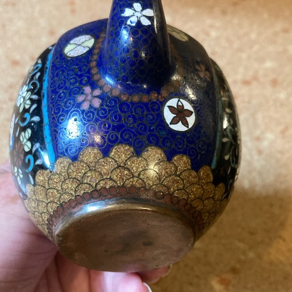 Teapot CLOISONNÉ’’ mini inlaid teapot. No cover. Historical worn marks - Picture 6 of 13